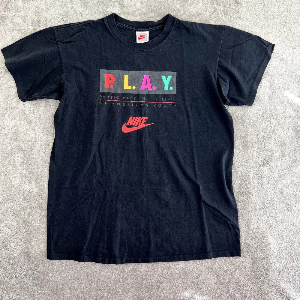 Vintage Nike Tshirt P.L.A.Y. Youth L Made in USA‎ Collectible 1990's
